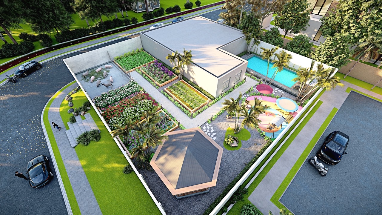 Quy hoạch cải tạo sân vườn nhà Anh Tấn, Mỹ Tho, S 1.500m2